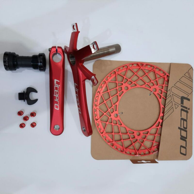 Crankset Litepro Hollowtech 2 - Chainring Spider Litepro 56T/58T RED EDITION