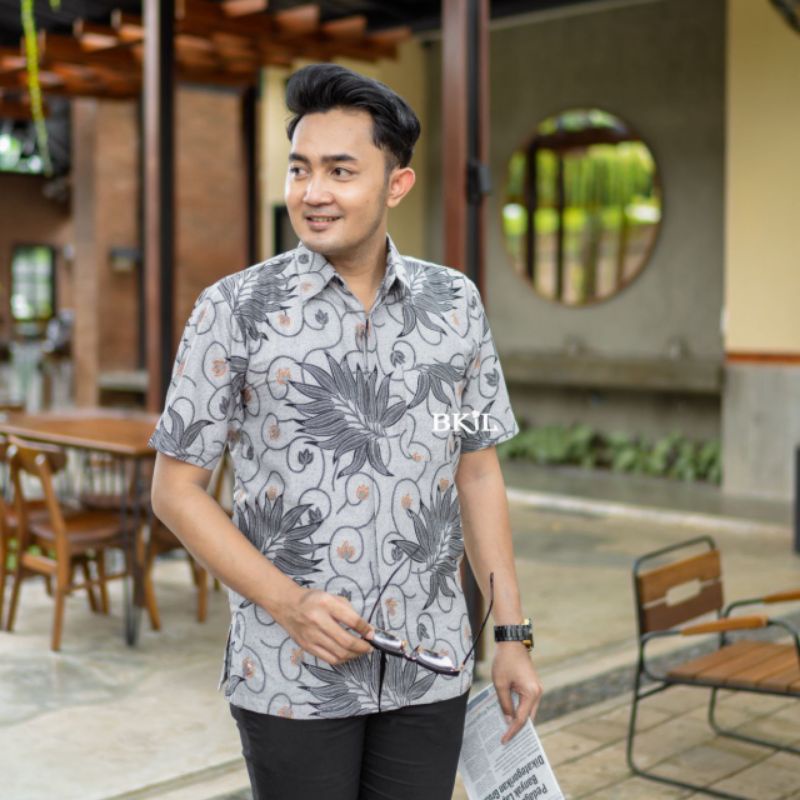 tey-17 Batik wanita ASJ SA HRB026 Kenongo Kemeja Tosca Pendek-hem manda pria