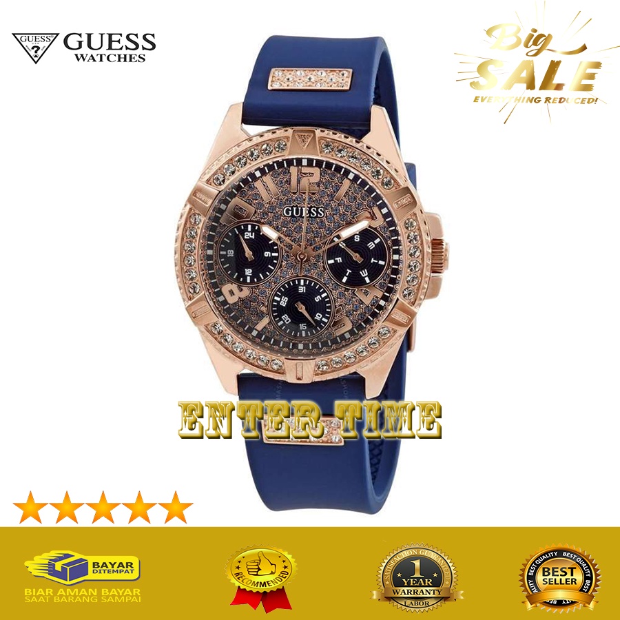 HOT PROMO  JAM TANGAN WANITA TERBARU MERK GUESS W1160L3 RUBBER STRAP  JAM TANGAN HADIAH BEST EDISI B