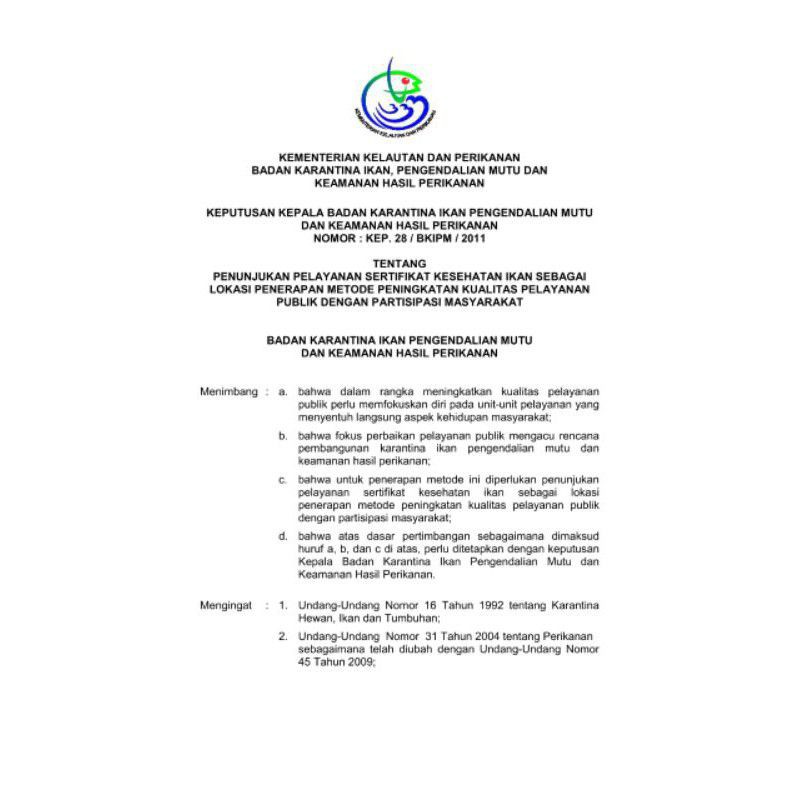 Surat Karantina Ikan Indonesia