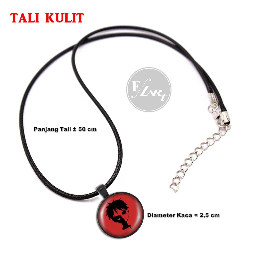 KALUNG LIONTIN KACA ANIME ONE PIECE TALI KULIT RANTAI HITAM