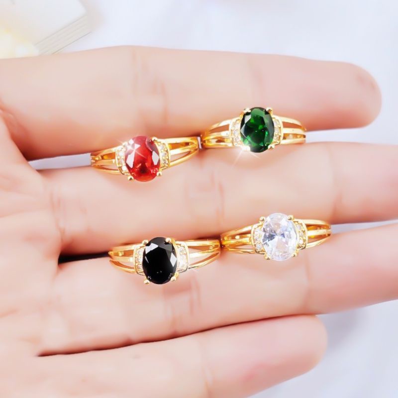 Batu cincin wanita permata mewah simple,