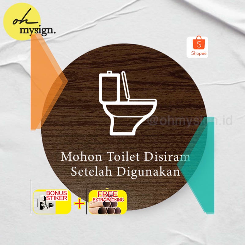 

Murah Mohon Toilet Disiram Sign Board Kayu Bulat Print Signage Label Elegan