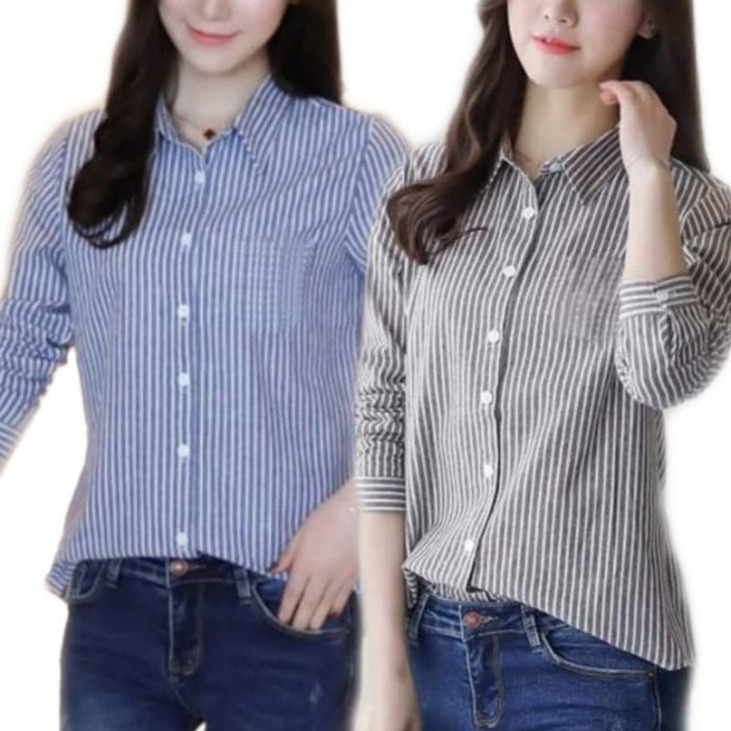 KEMEJA SALUR WANITA SLIMFIT // KEMEJA KASUAL // KEMEJA KANTOR