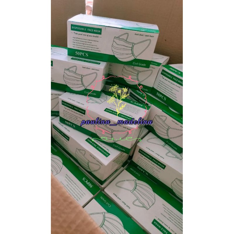 Masker Disposable 3 ply ecer atau dus anti dust anti haze murah earloop antivirus antibakteri