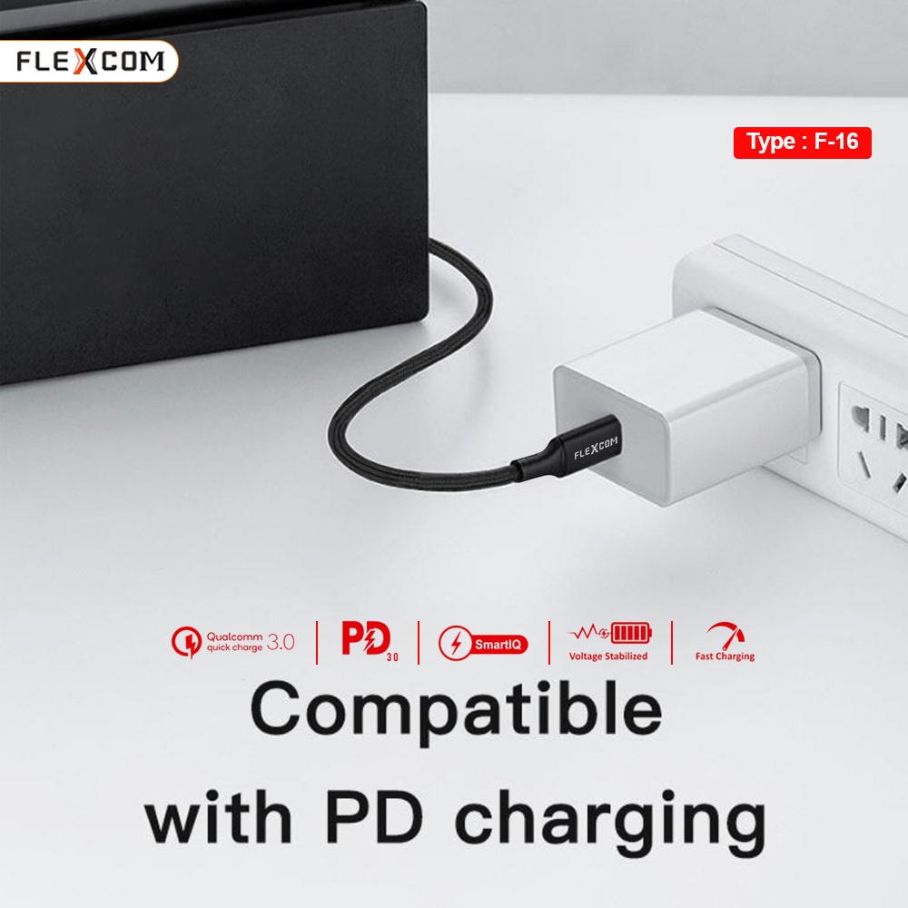 KABEL USB FLECO F-16 C To USB-C PD Fast Charging 5A and Data Transfer