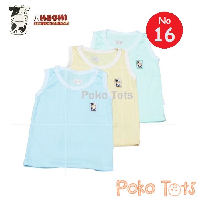 Hachi Kaos Singlet Ukuran 16 Tangan Buntung Bayi dan Anak Warna Polos