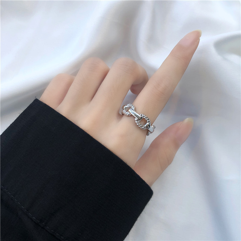 Cincin Rantai Gaya Retro Hip-Hop Korea Untuk Wanita