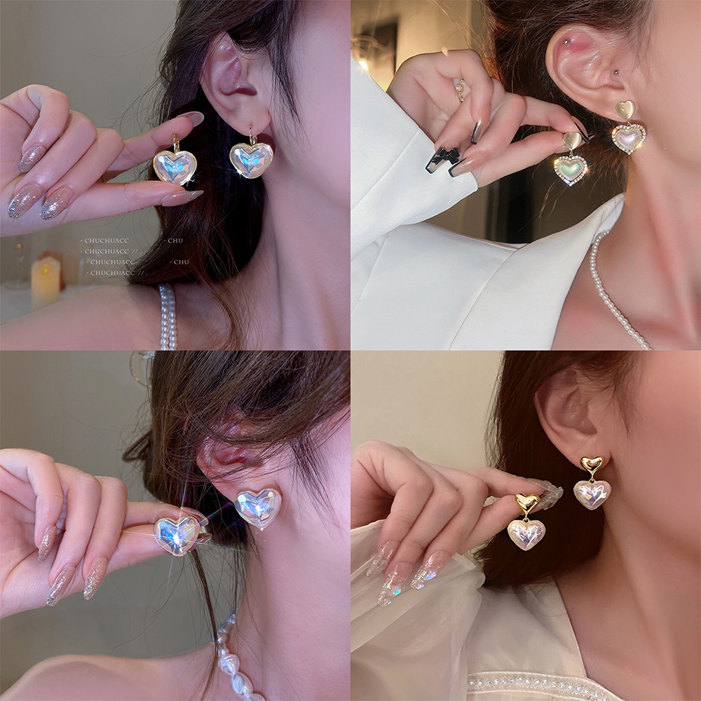 IFYOU Anting Stud Bentuk Hati Aksen Mutiara Gaya Korea Untuk Wanita