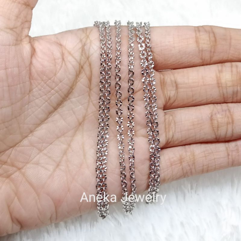 Gelang Kaki Holo Ukir, Perak 925, Sepuh Emas Rosegold