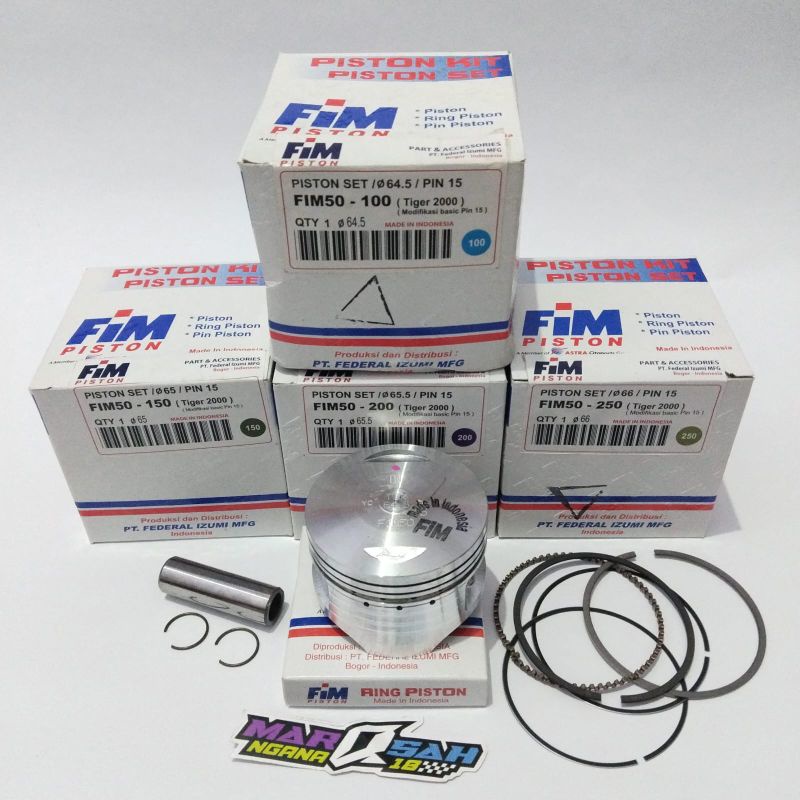 PISTON FIM TIGER FIM50 PIN 15 OS 50 100 150 200 250 300 MARQSAH RACING