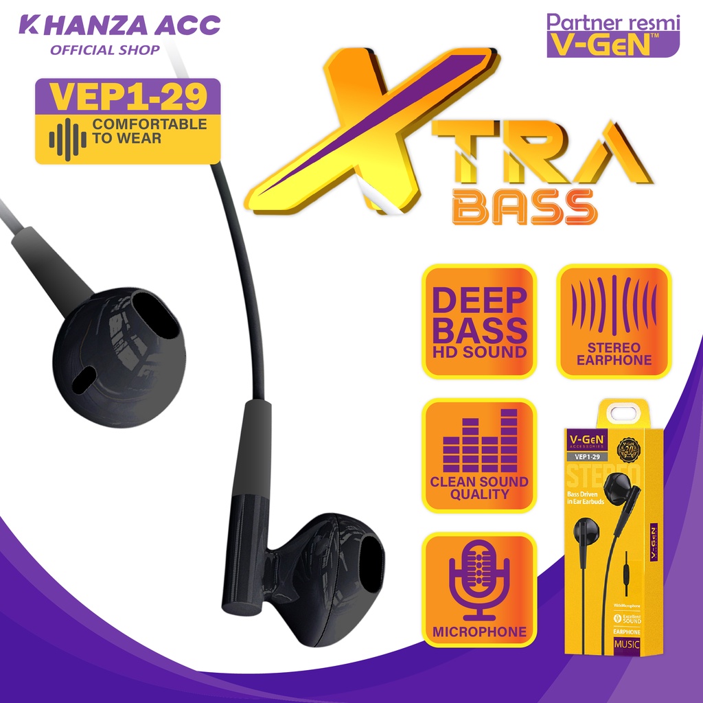 KHANZAACC VGEN VEP1-29 Wired Earphone Xtra Bass