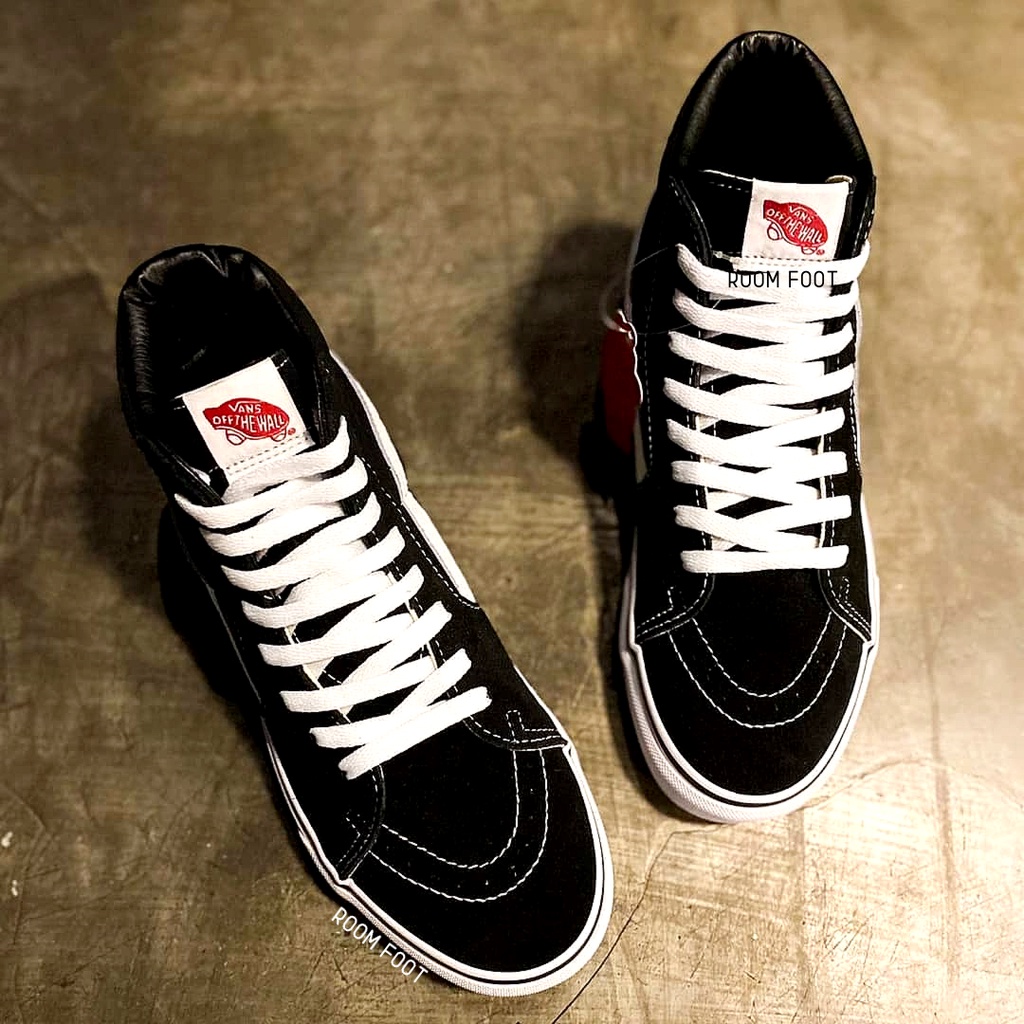 Sepatu Sk8 High Black White / Sneakers SK8 Hi Hitam Putih Tinggi