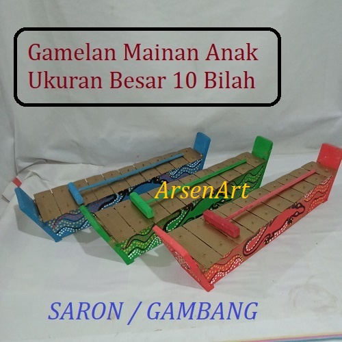 Gambang Mini Gamelan Jawa Gamelan Mini 10 Bilah Motif Painting Mainan Anak Kwalitas Oke Ukuran Besar
