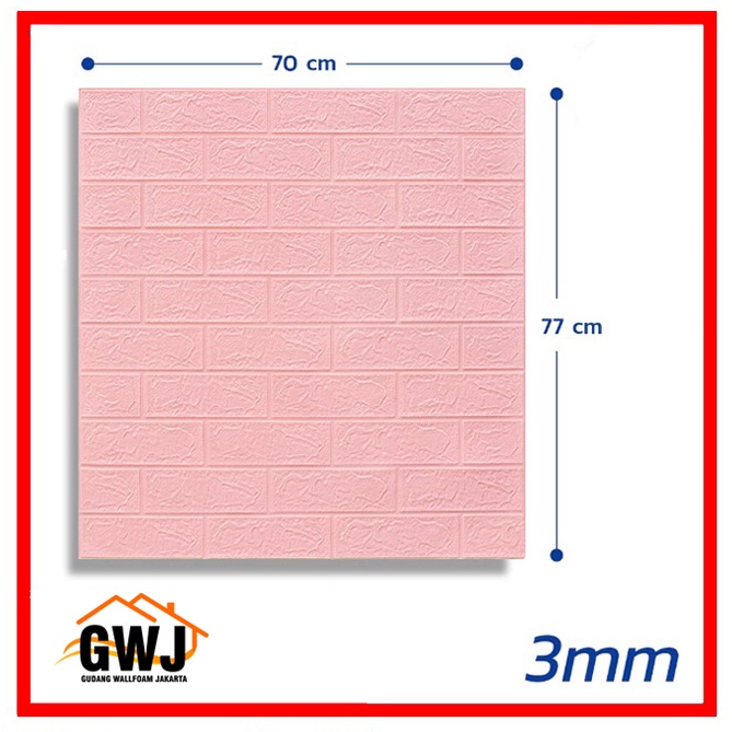 GWJ-Wallpaper Bata 3D Foam 70x77cm BrickFoam Premium Warna