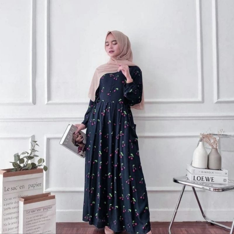 GAMIS MILEA SAKU DEPAN DRESS WANITA BUSUI RAYON