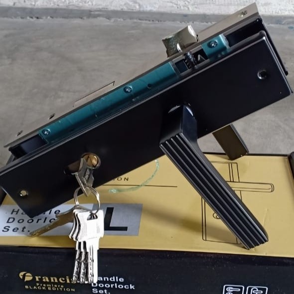 Kunci Pintu - Handle Kunci Pintu Besar Hitam Complete Satu Set Model Zidane