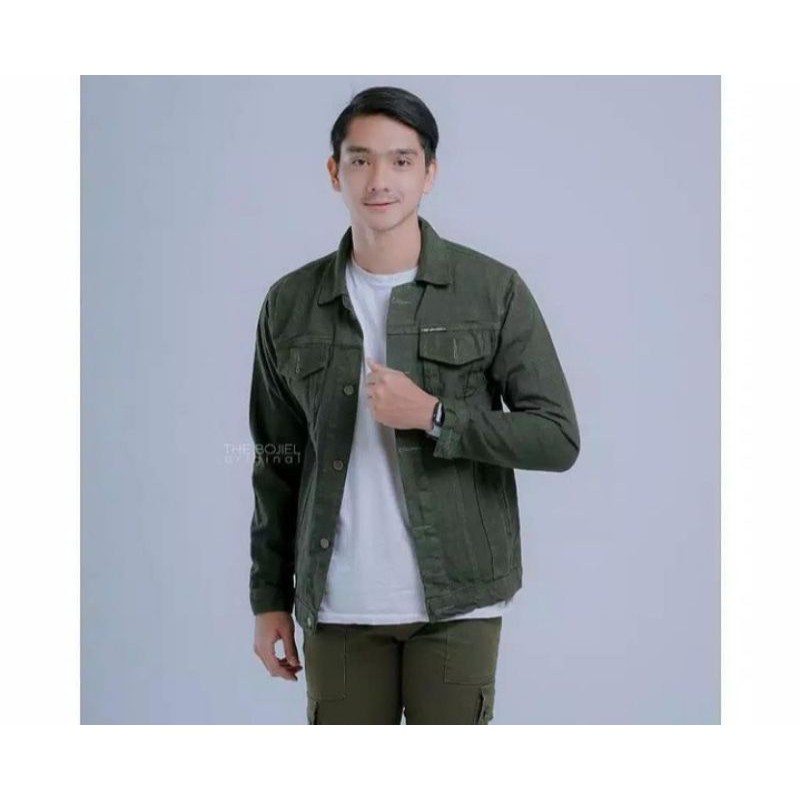 JAKET JEANS COWOK RIPPED SKINNY JEANS HIJAU ARMY SRETCH SOFT JEANS PEKAT BAGUS TEBAL KEREN