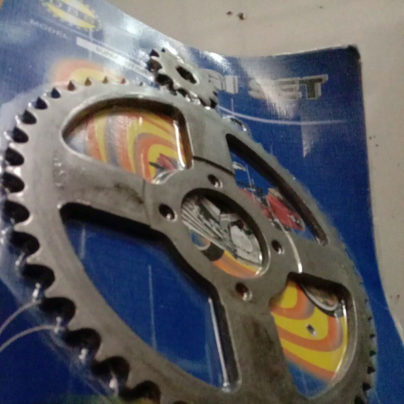 Gir 50 T 50T Honda Astrea-prima-Grand-win-Supra X100 Gear Set Depan+Belakang Sprocket GearSet Girset-3