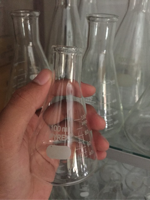 Erlenmeyer 100 ml pyrex /Erlenmeyer kaca /erlenmeyer