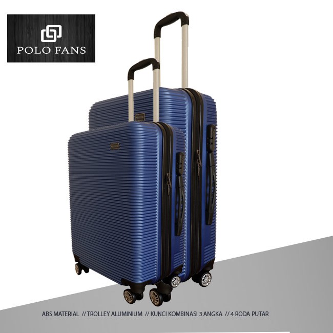 Paket 2in1 Termurah Koper Fiber ABS Hardcase dapat dua koper 20 dan 24 inch Polo Fans- BIRU DONGKER