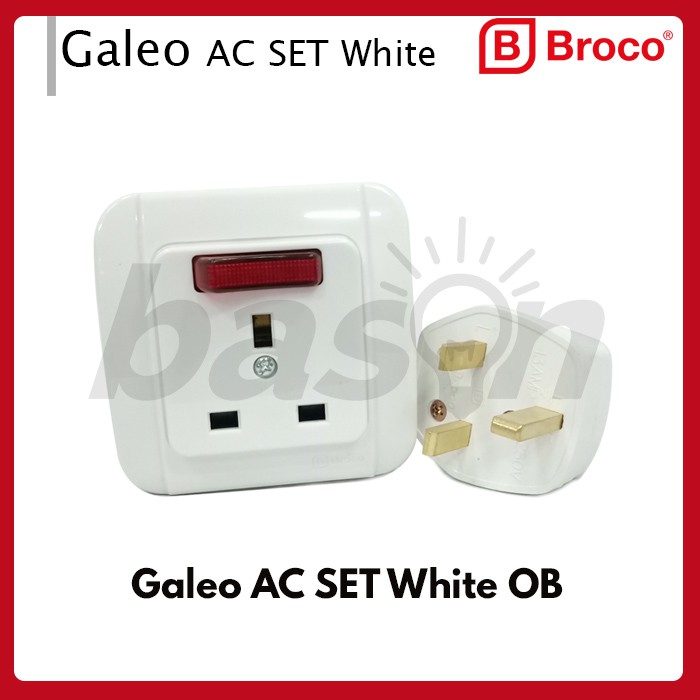 Broco Galleo BSI Socket Outlet SET OB 13A White - Stop Kontak AC