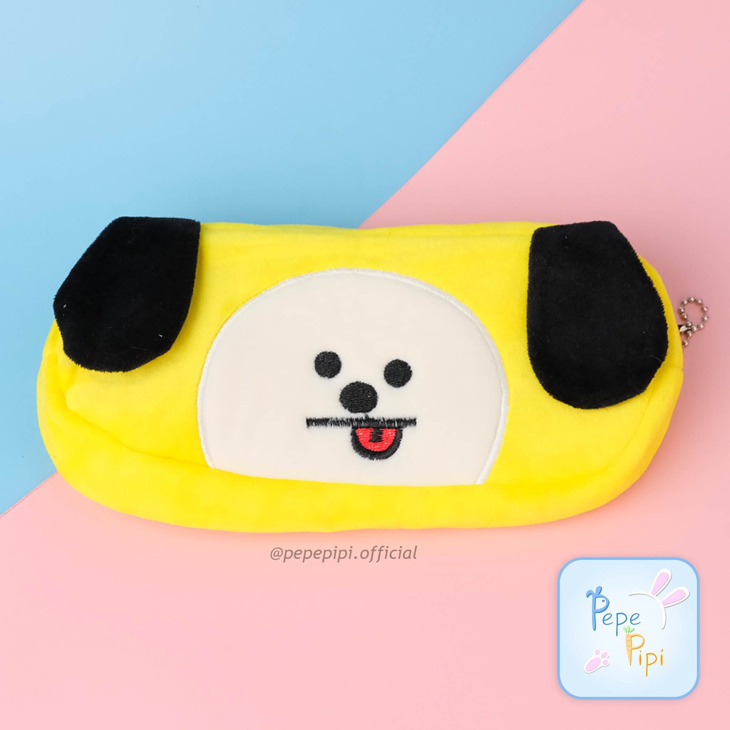 Kotak Pensil Boy Band Plushy Wadah Plush Kostak Bangtan Army Kpop Korea Pouch Makeup Kosmetik-Anjing kuning