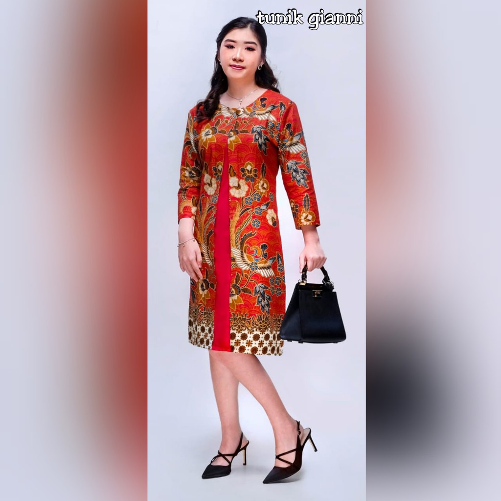 BATIK COUPLE SARIMBIT KELUARGA ANAK TERBARU JUMBO MURAH PASANGAN TUNIK MODERN GIANY GIANI MERAH