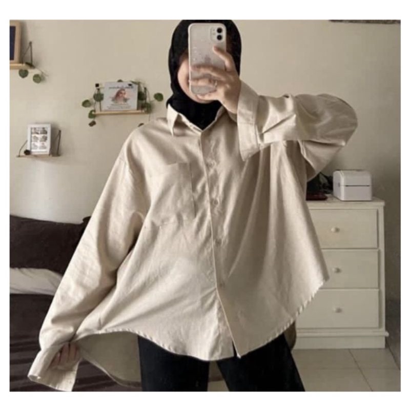 ARKA SHIRT KEMEJA LINEN OVERSIZE WANITA