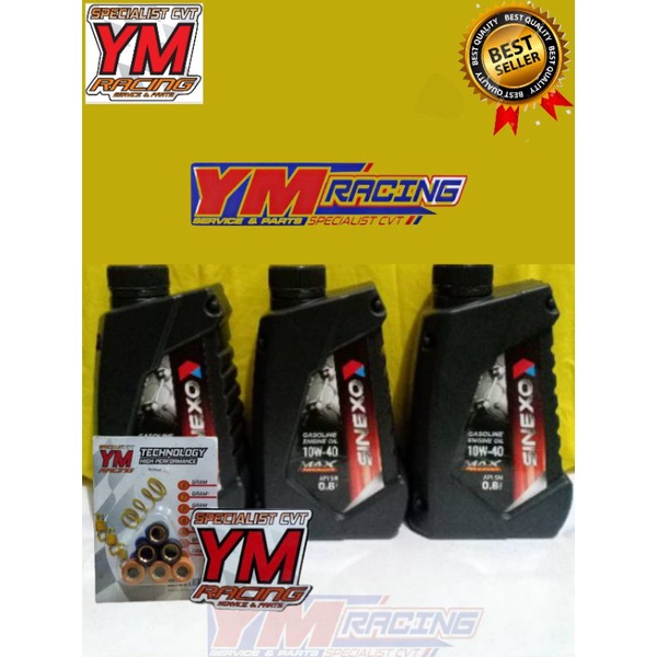 Sinexo MAX Gasoline Egine OIL SAE 10W-40 API SN 0,8L + Roller YM RACING / OLI Sinexo 10W 40 0,8L + R