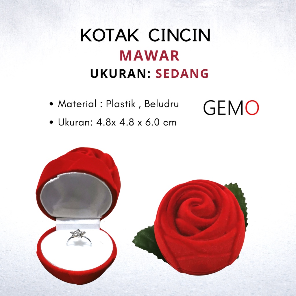 Kotak Cincin Bentuk Mawar / Ring Box Unik Lucu Tersedia Pilihan Tiga Warna Tempat Perhiasan Jewelry Lucu Unik Murah untuk  Seserahan / Akad Pernikahan / Hantaran Tunangan Nikah Kawin cocok untuk Aksesoris Emas Berlian / Perak Permata Akik yang Berharga