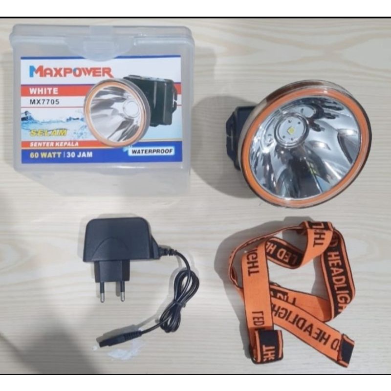 000TERBARU SENTER KEPALA MAXPOWER WHITE MX -7705 /60 WATT