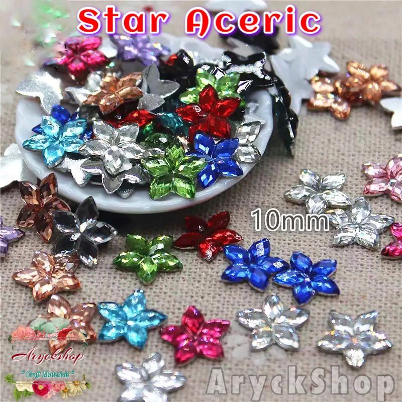 STAR ACERIC UKURAN 10mm BAHAN CRAFT BAHAN TASBIH DIGITAL BLING BLING