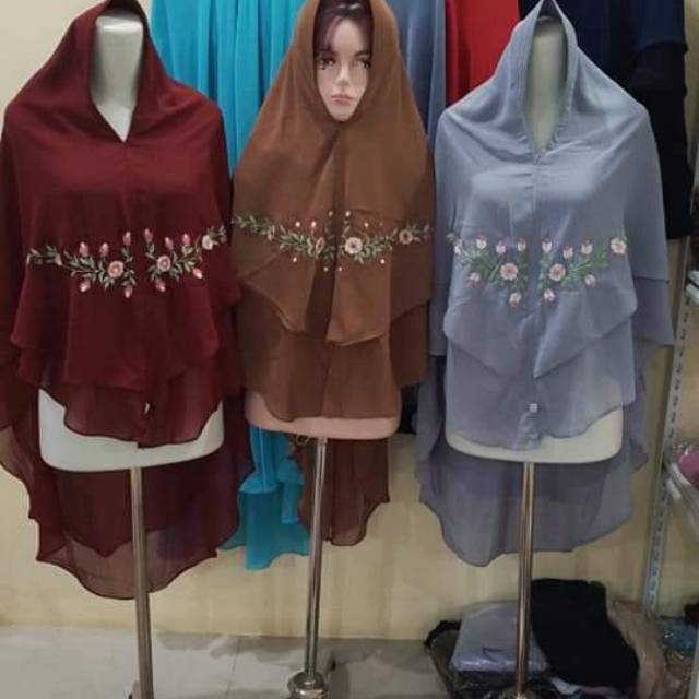 Khimar ceruty bordir/sulam