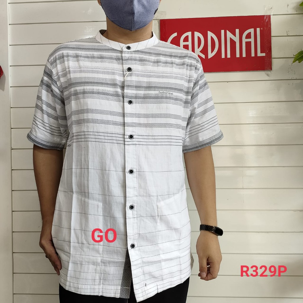 gos L CARDINAL KEMEJA KOKO Taqwa Pakaian Pria Original Baju Muslim Salur Lengan Pendek Kekinian