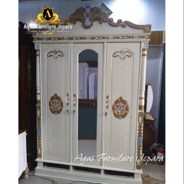 LEMARI PAKAIAN CINTA JATI DUCO (almari pakaian almari baju kaca jati)