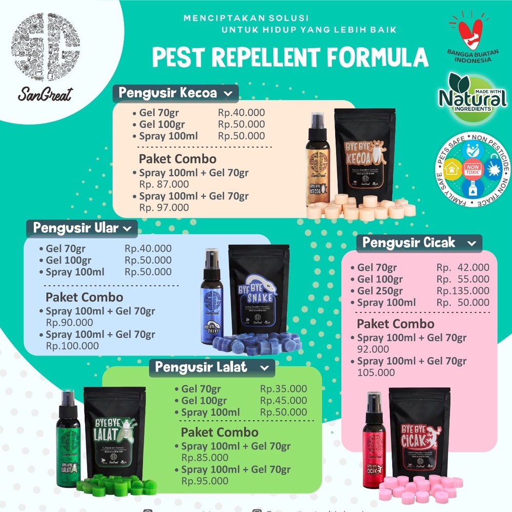 Semprotan anti nyamuk untuk bayu, balita, anak-anak anti nyamuk untuk bayi balita anak-anak  bentuk spray  non pestisida essential oil aman dari SanGreat Bye Bye Nyamuk 250 ml