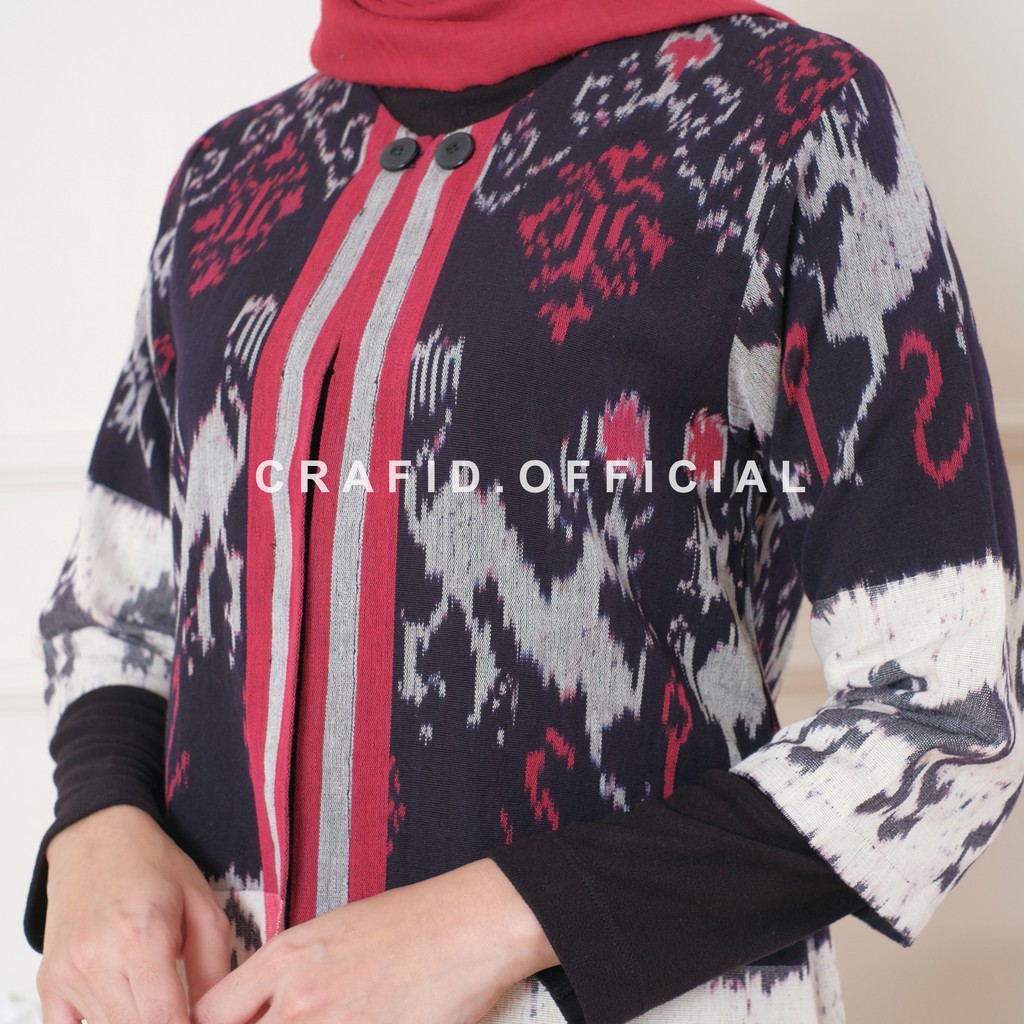 CRAFID HARA Long Cardigan Full Tenun 5 Motif