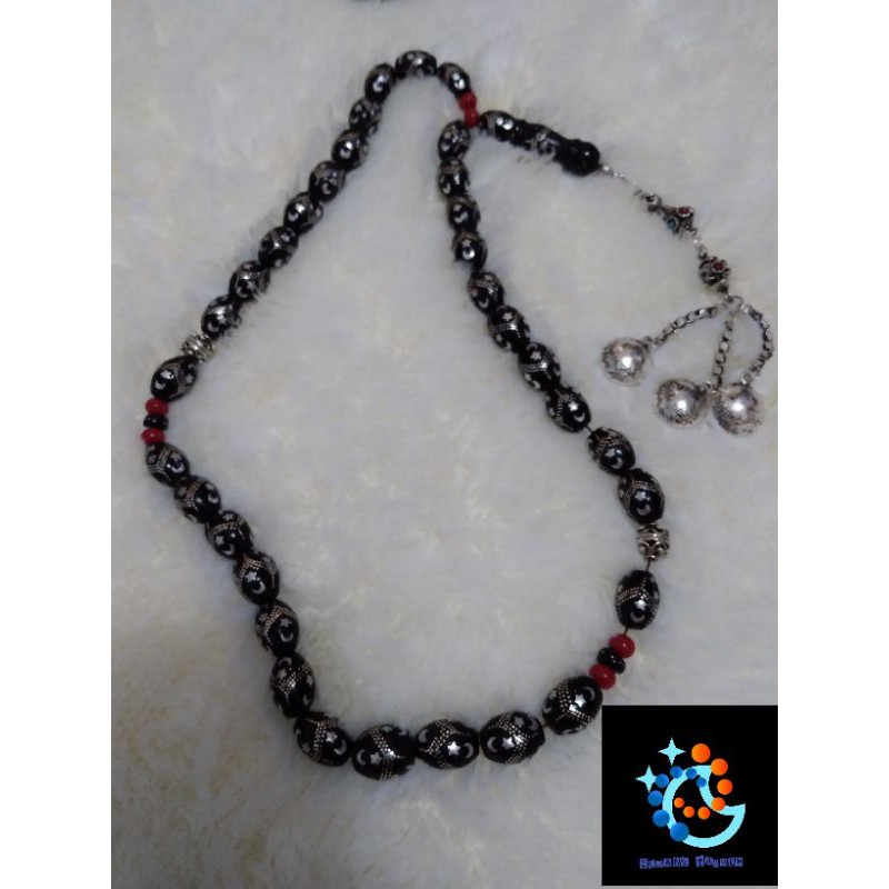 Tasbih Yuser Laut Merah Lapis Perak Premium diameter 12mm