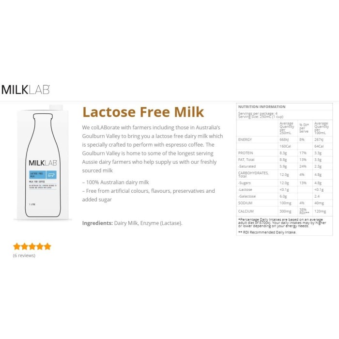 Jual Jual MILKLAB LACTOSE FREE MILK 1LITER Shopee Indonesia