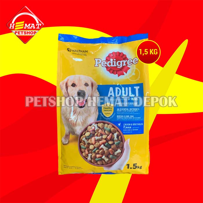 Pedigree Adult Chicken Vegetables Flavor 1,5 Kg Makanan Anjing 1,5kg