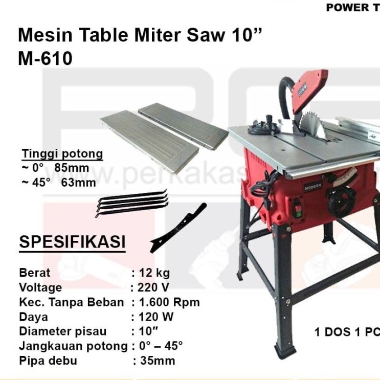 Modern M-610 Mesin Gergaji Meja 10&quot; Table Miter Saw M610 Circular Saw/MESIN TABLE SAW MODERN M 610 10&quot;/Meja Potong Kayu Gergaji/TABEL GERGAJI/TABEL SAW