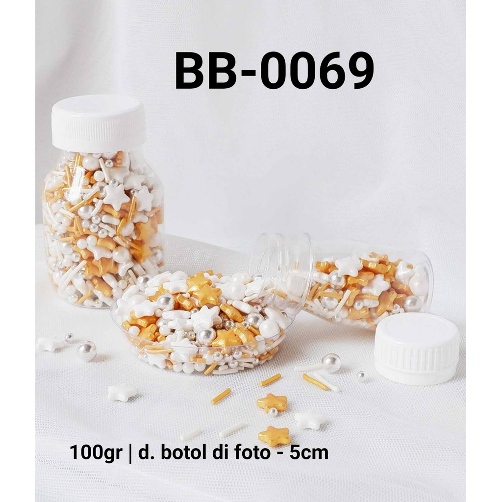 

BB-0069 YBB Sprinkles sprinkle sprinkel 100 gram bintang mutiara emas