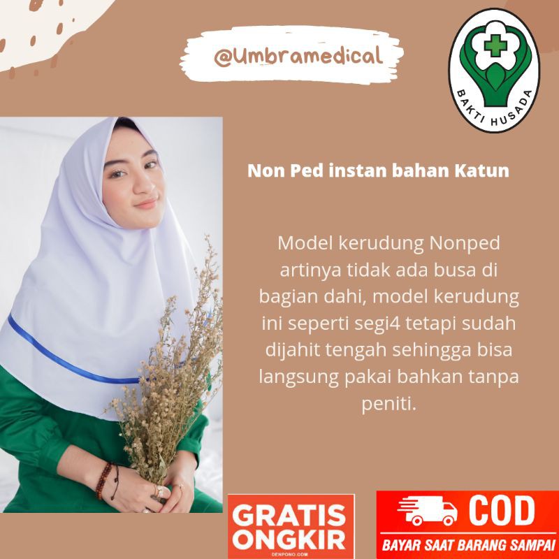 Kerudung jilbab hijab perawat bidan dinas instant ped nonped wolfis katun mahasiswa kesehatan premiu-4