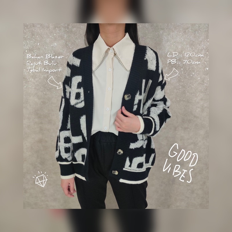 [GROSIR] [3PCS] BLAZER WANITA IMPORT RAJUT TEBAL MODEL KOREA 2112#