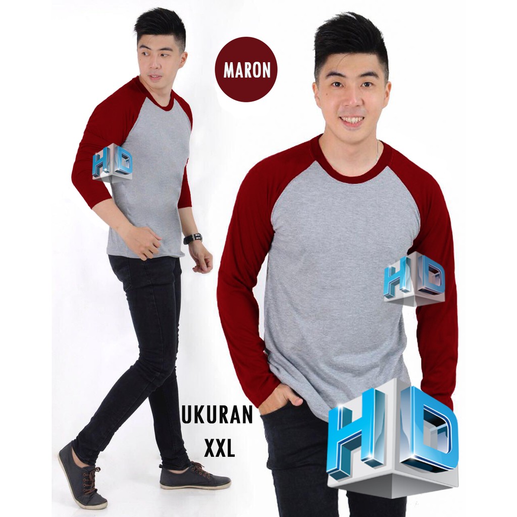 HD Raglan XXL lengan panjang pria | kaos raglan panjang | baju distro | fashion pria
