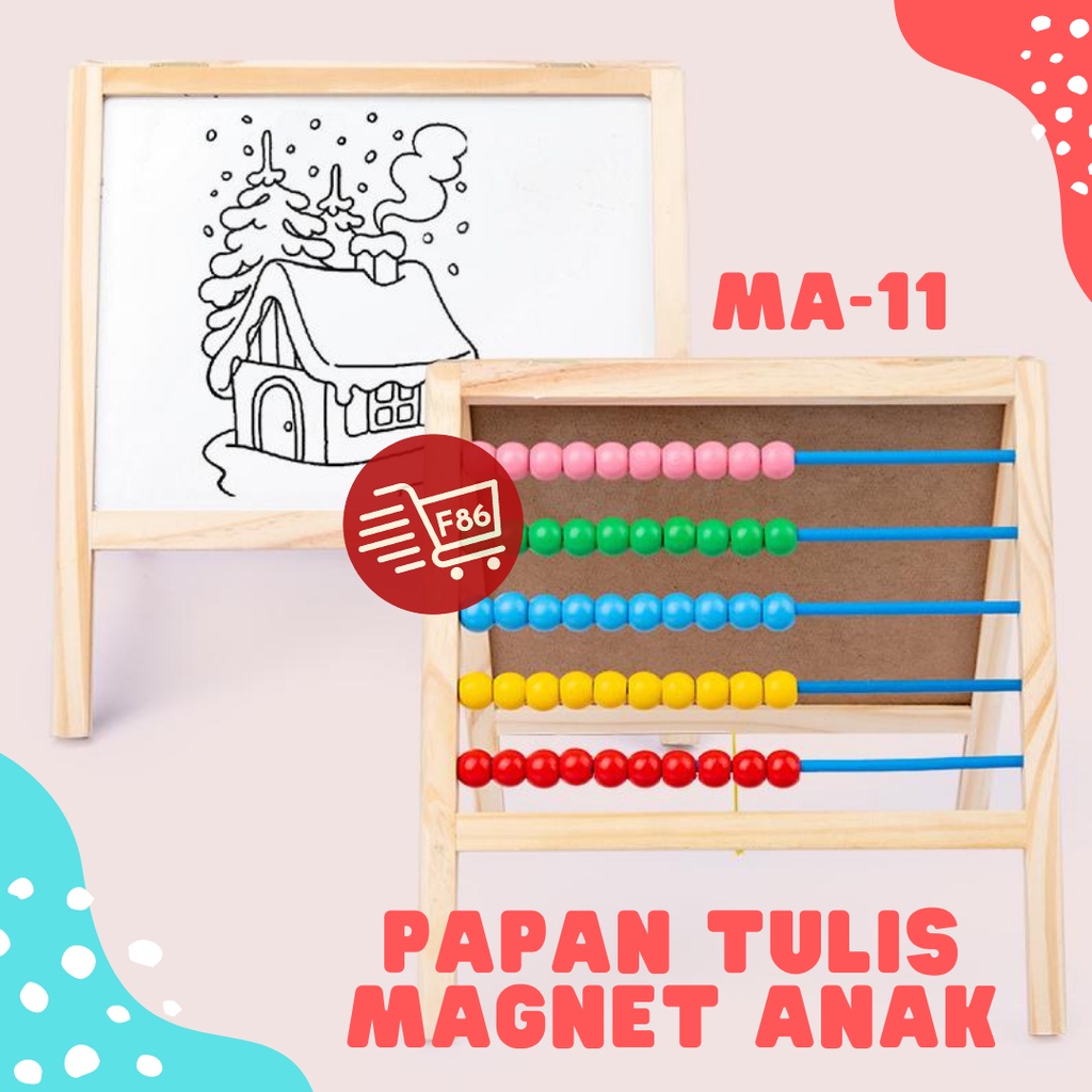 F86 Papan Tulis Magnet Edukasi Anak 2 in 1 Sempoa Belajar Berhitung