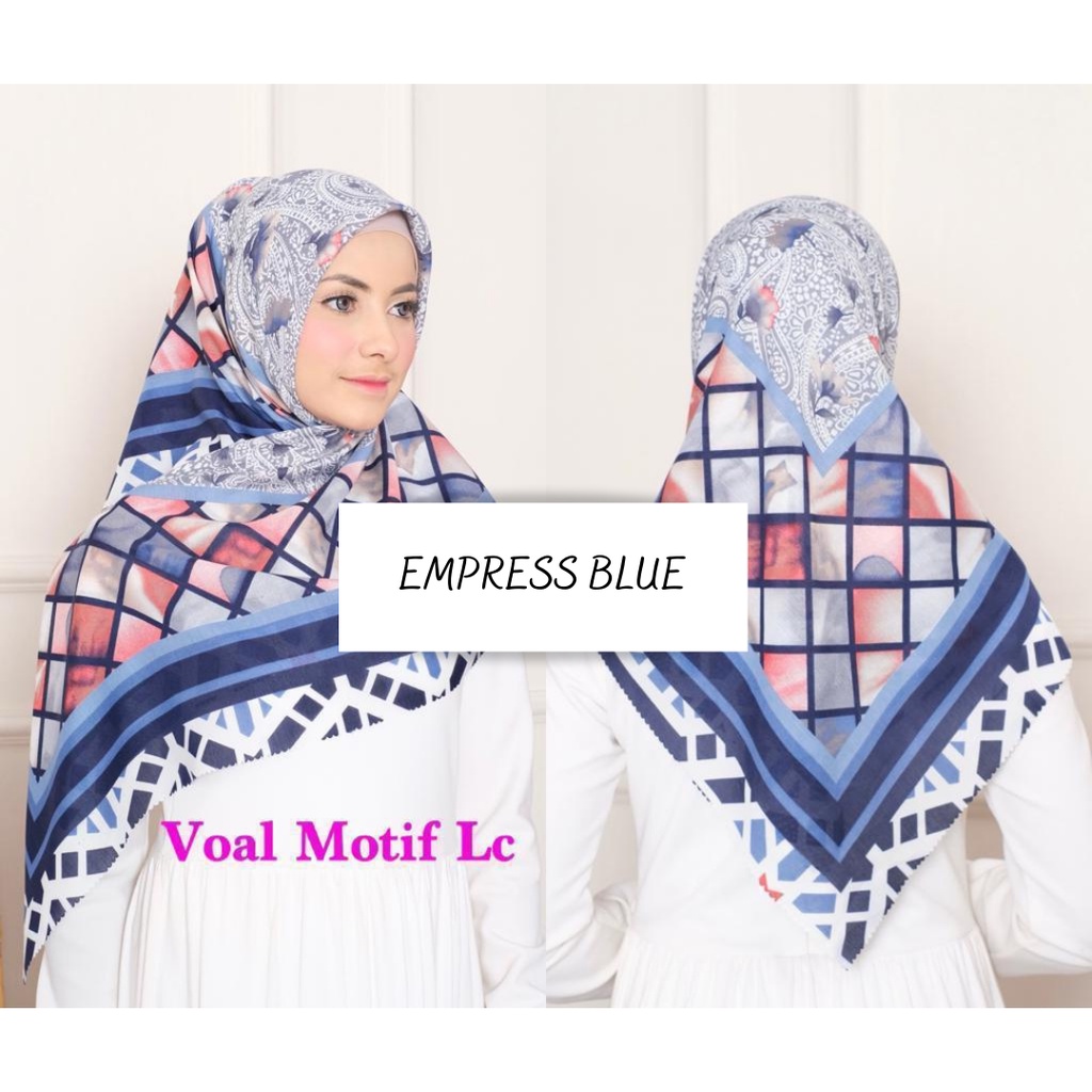 COD PROMO DENAY KW HIJAB SEGIEMPAT VOAL MOTIF / JILBAB DEENAY KW MOTIF TERMURAH-EMPRESS BLUE