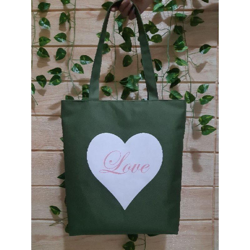 Totebag Semi Canvas Messy &quot;LOVE&quot;