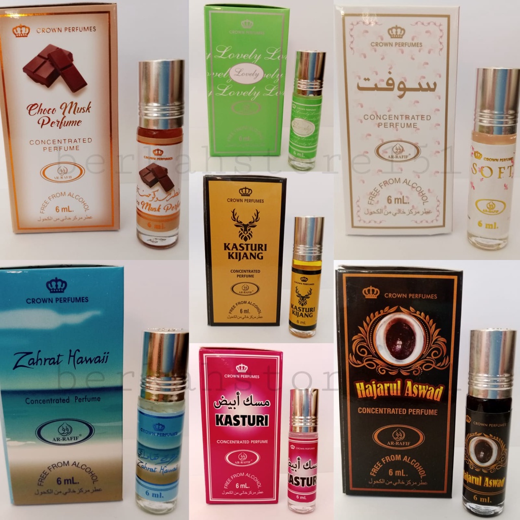PARFUM ARRAFIF ROLL 6ML WANGI TAHAN LAMA / PARFUM LAKI-LAKI / PARFUM WANITA / AROMA OUD BUKIYAH DALA